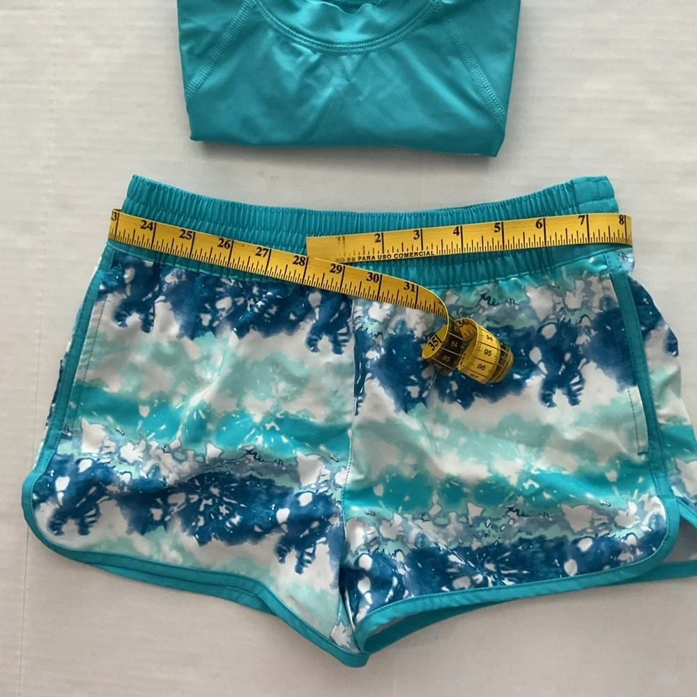 O’rageous Girls Two‎ Piece Swimsuit Set Shorts & Top Long Sleeve Blue